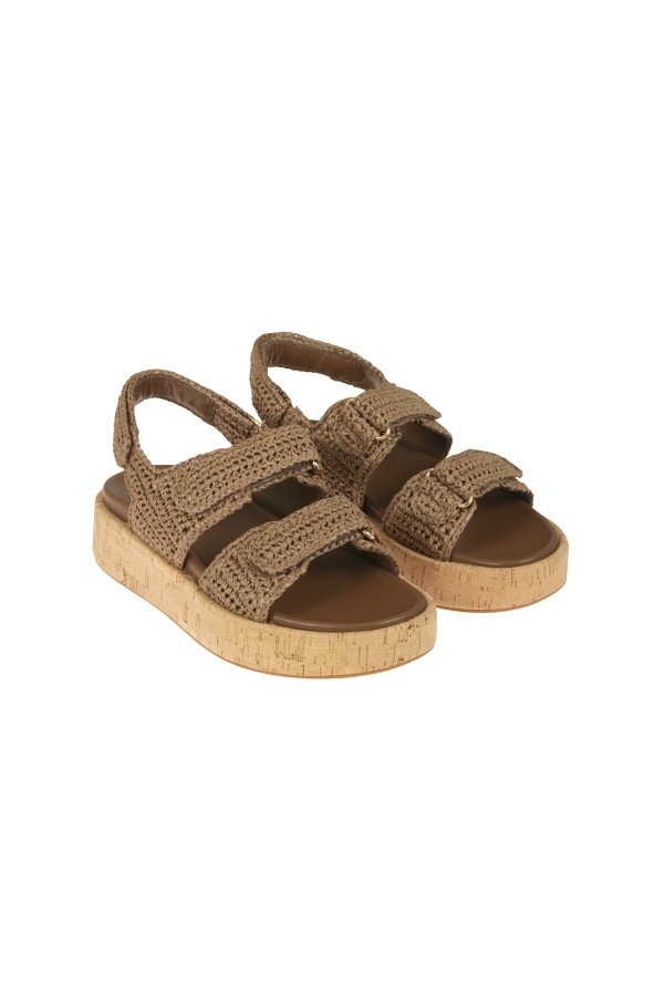 Scarpa Emanuelle Vee in Rafia Marrone